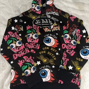 Von Dutch Black Hoodie with Colorful Eye Graphics